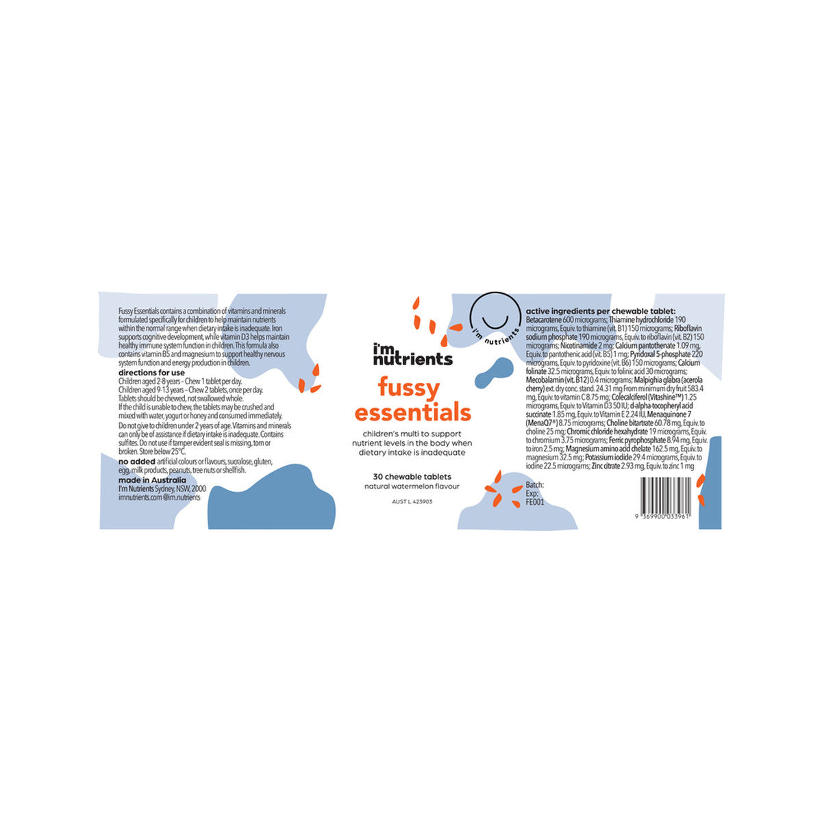 I'm Nutrients Fussy Essentials Chewable (Watermelon) 30t - Cutprice Online