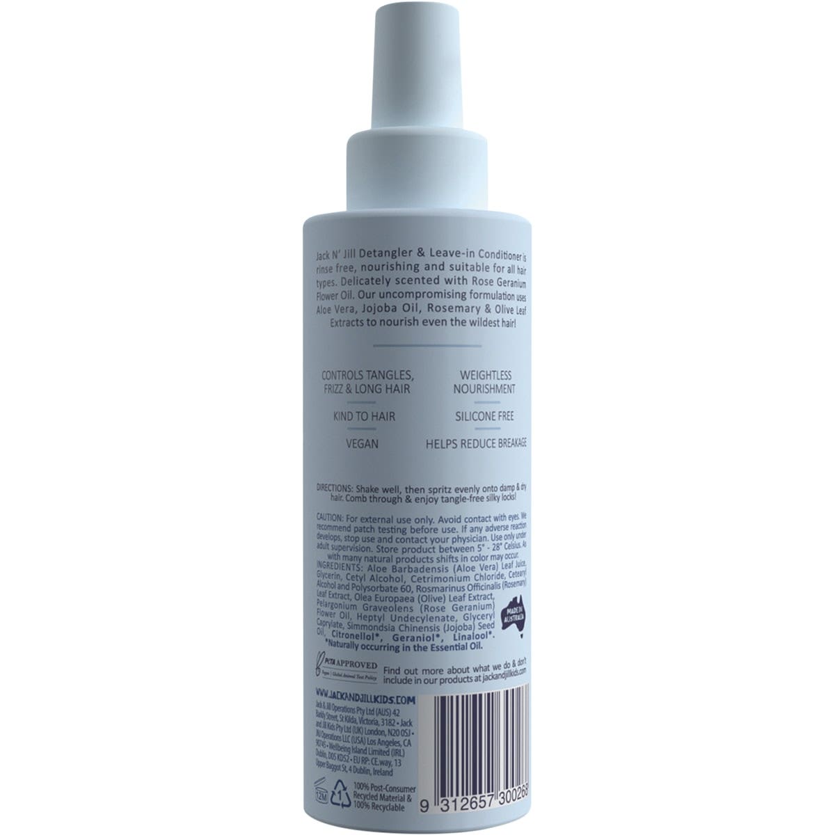 Jack N' Jill Detangler & Leave In Conditioner Rose & Geranium 200ml JACK N' JILL