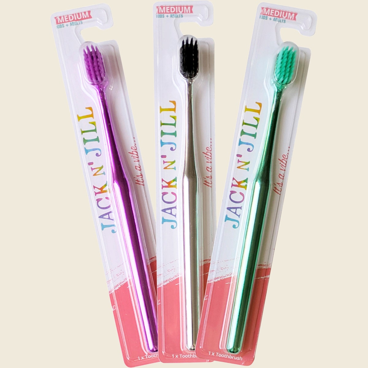 Jack N' Jill Toothbrush Kids & Adults Chrome Medium