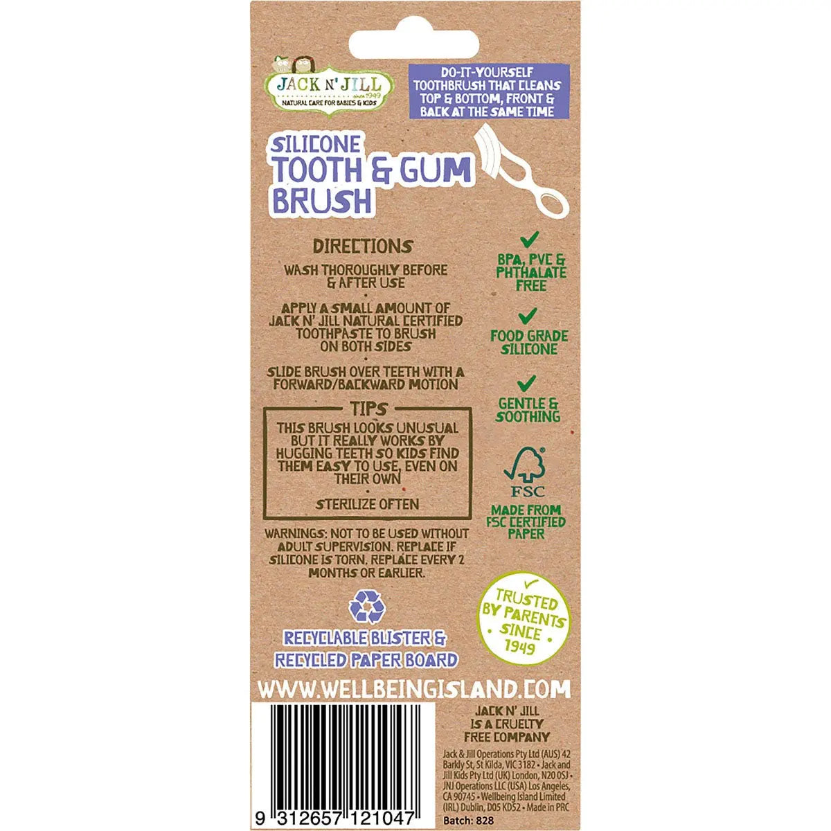 JACK N' JILL Silicone Tooth & Gum Brush 1 JACK N' JILL