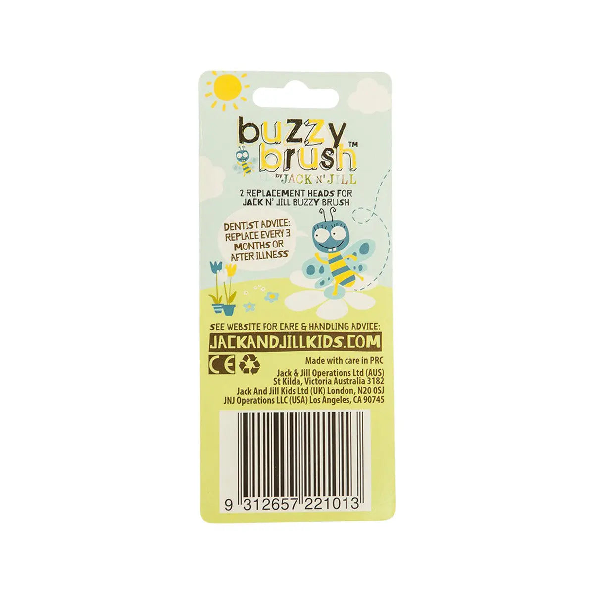 JACK N' JILL Replacement Heads Buzzy Brush (Twin Pack) 2 JACK N' JILL