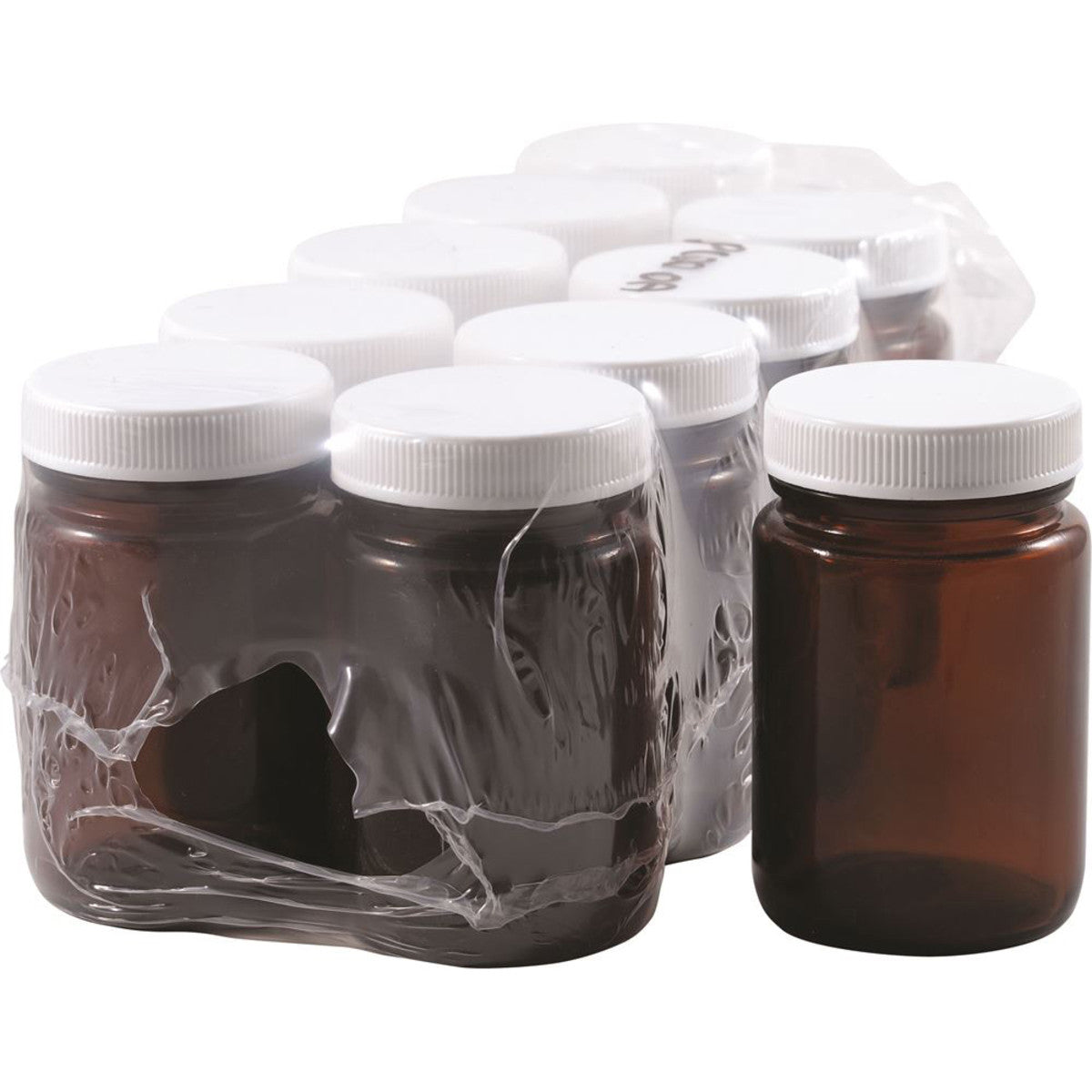 Jar Glass Amber 100g with Lid 10 Pack - Cutprice Online