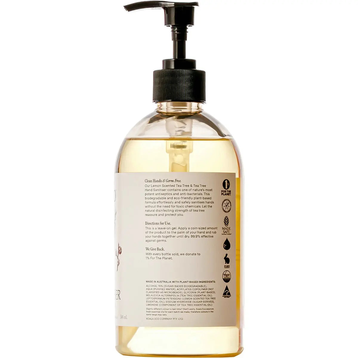 KOALA ECO Natural Hand Sanitiser Tea Tree Leaf Essential Oil 500ml KOALA ECO