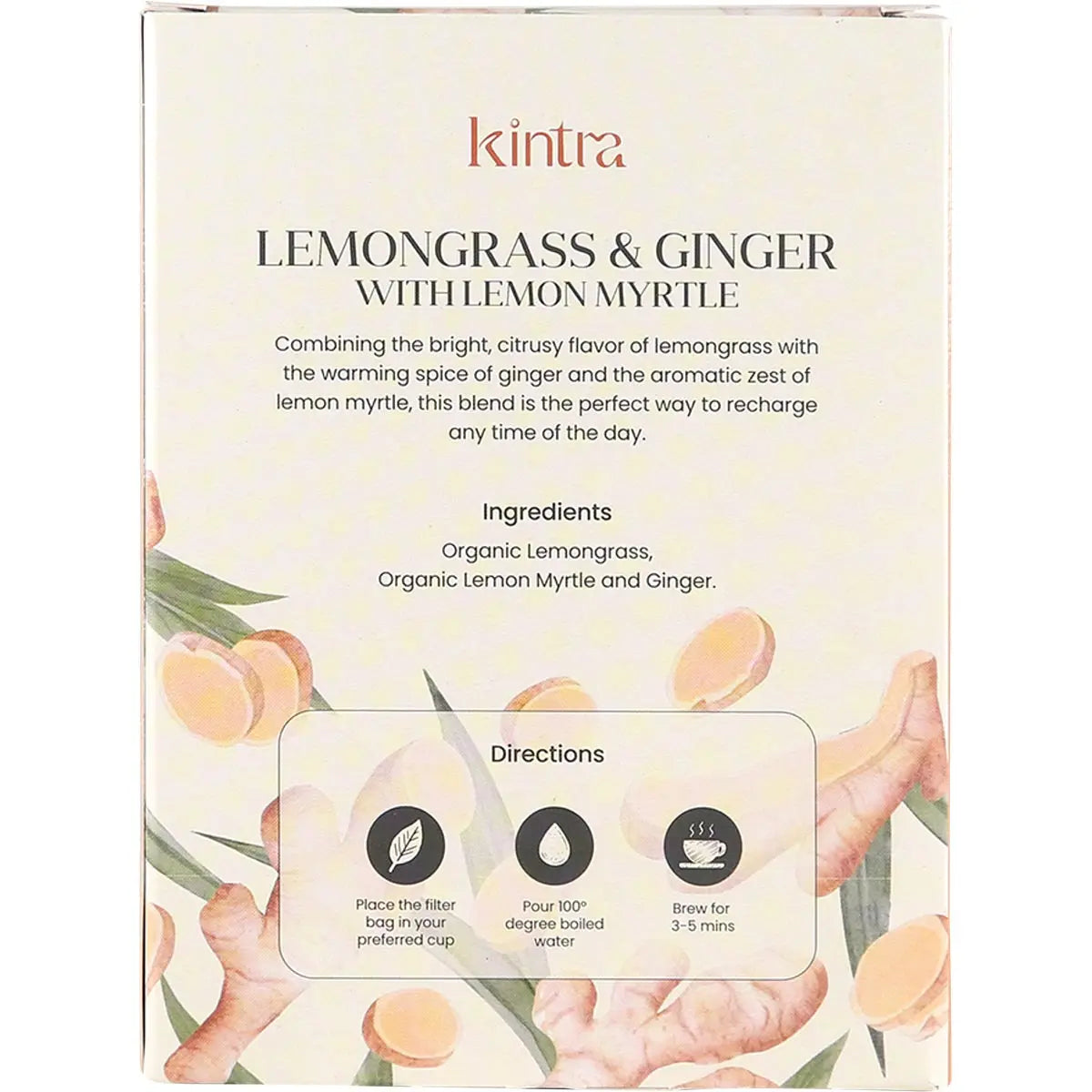 KINTRA FOODS Herbal Tea Bags Lemongrass & Ginger W/Lemon Myrtle 25 KINTRA FOODS
