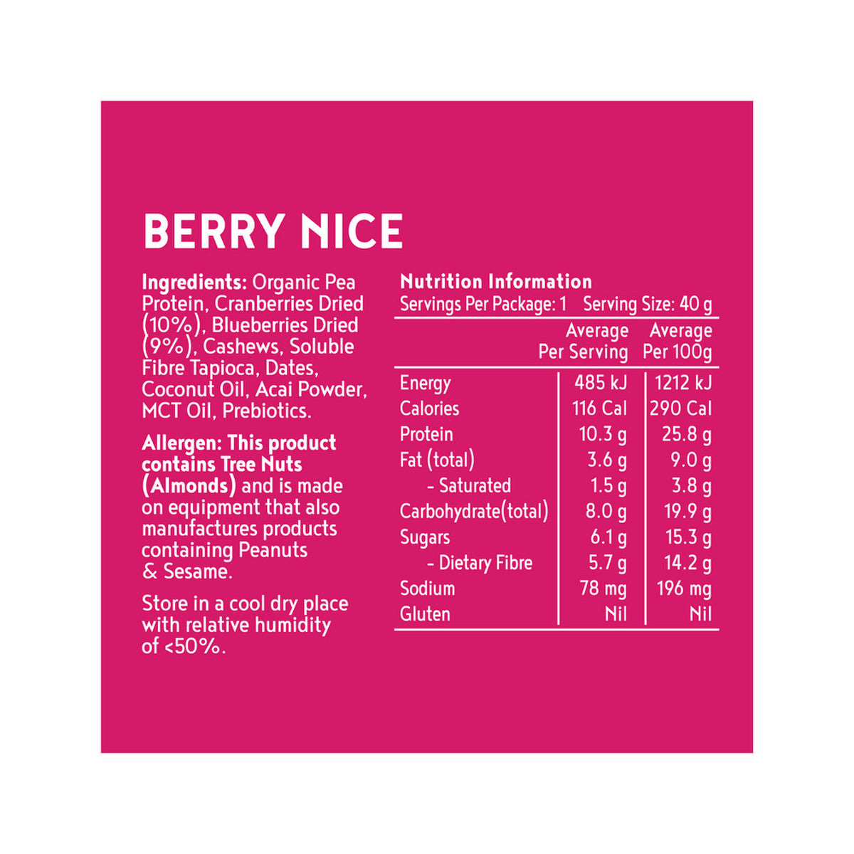 Kuranda Wholefoods Protein Ball Berry Nice 40g(Pack of 12) - Cutprice Online