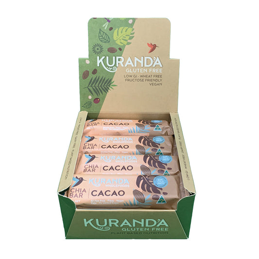 Kuranda Wholefoods Gluten Free Chia Bars Chia & Cacao Nibs 40g(Pack of 16) - Cutprice Online
