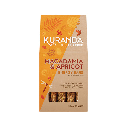 Kuranda Wholefoods Gluten Free Energy Bars Macadamia & Apricot 35g x 5 Pack - Cutprice Online