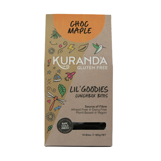 Kuranda Wholefoods Gluten Free Lil' Goodies Lunchbox Bites Choc Maple 18g x 10 Pack - Cutprice Online