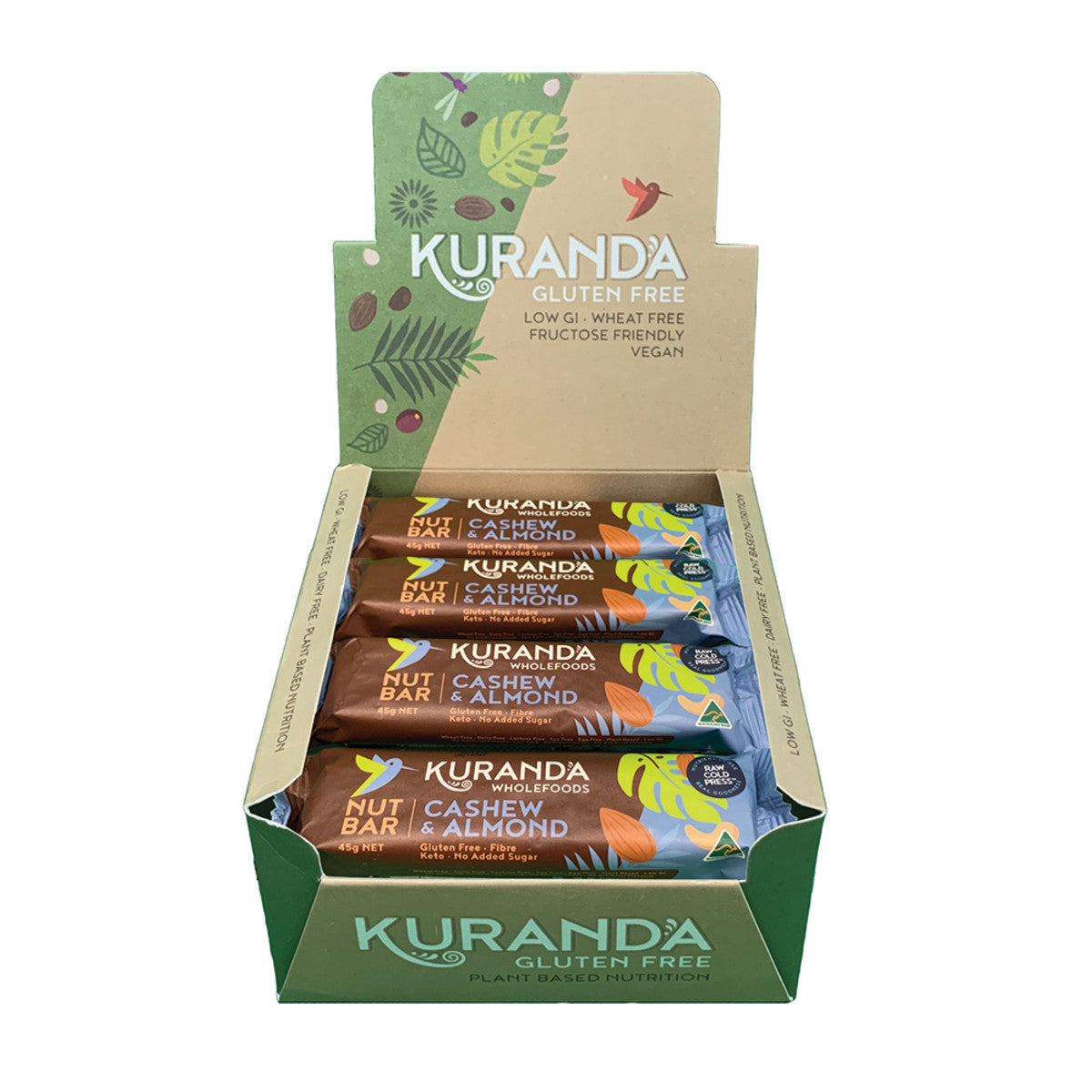 Kuranda Wholefoods Gluten Free Nut Bars Cashew & Almond 45g(Pack of 16) - Cutprice Online