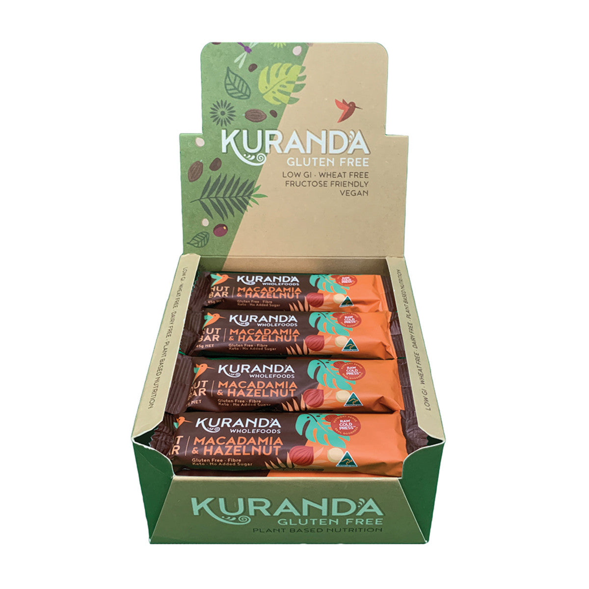 Kuranda Wholefoods Gluten Free Nut Bars Macadamia & Hazelnut 45g(Pack of 16) - Cutprice Online