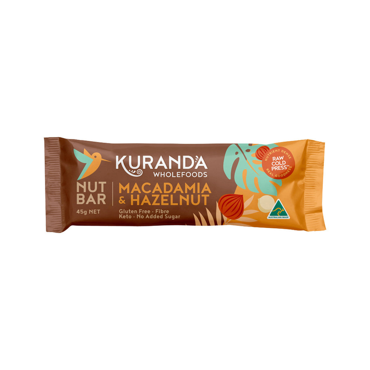 Kuranda Wholefoods Gluten Free Nut Bars Macadamia & Hazelnut 45g(Pack of 16) - Cutprice Online