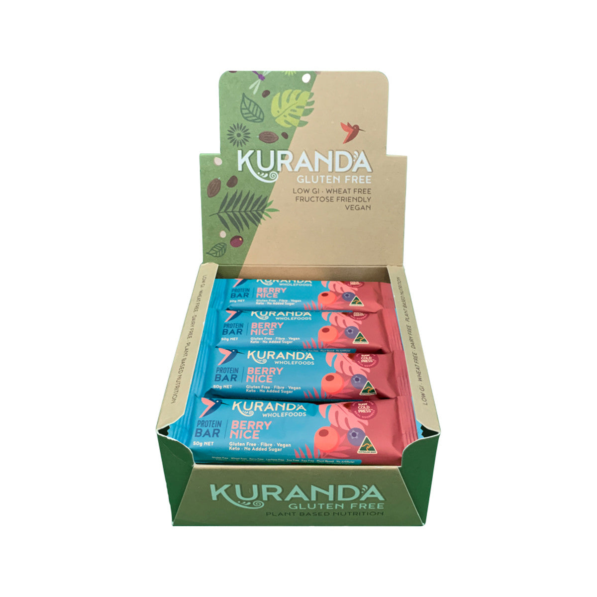 Kuranda Wholefoods Gluten Free Protein Bars Berry Nice 50g(Pack of 16) - Cutprice Online