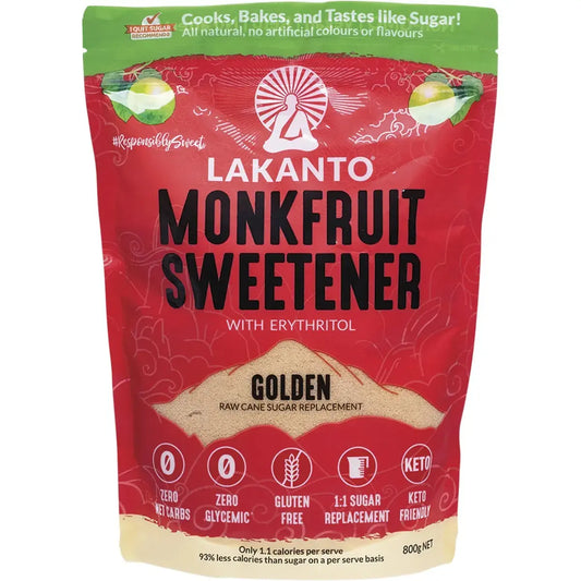 LAKANTO Golden - Monkfruit Sweetener Raw Cane Sugar Replacement 800g LAKANTO