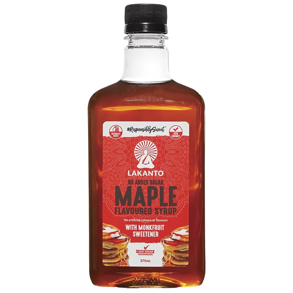LAKANTO Maple Flavoured Syrup Monkfruit Sweetener 375ml LAKANTO