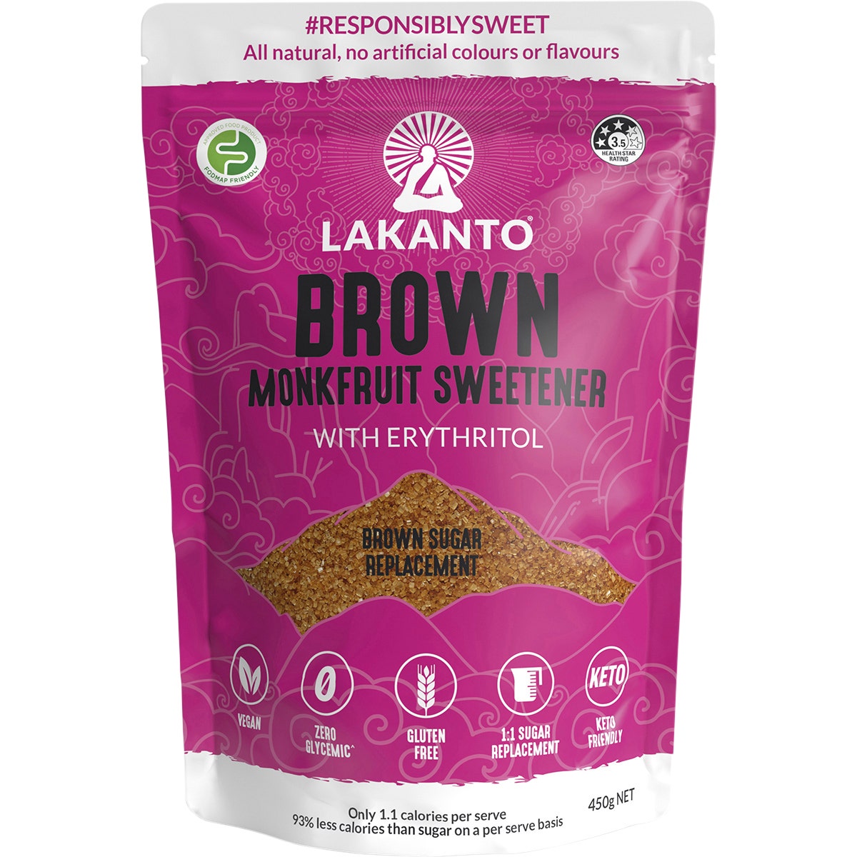 Lakanto Brown Monkfruit Sweetener Brown Sugar Replacement 450g - Cutprice Online