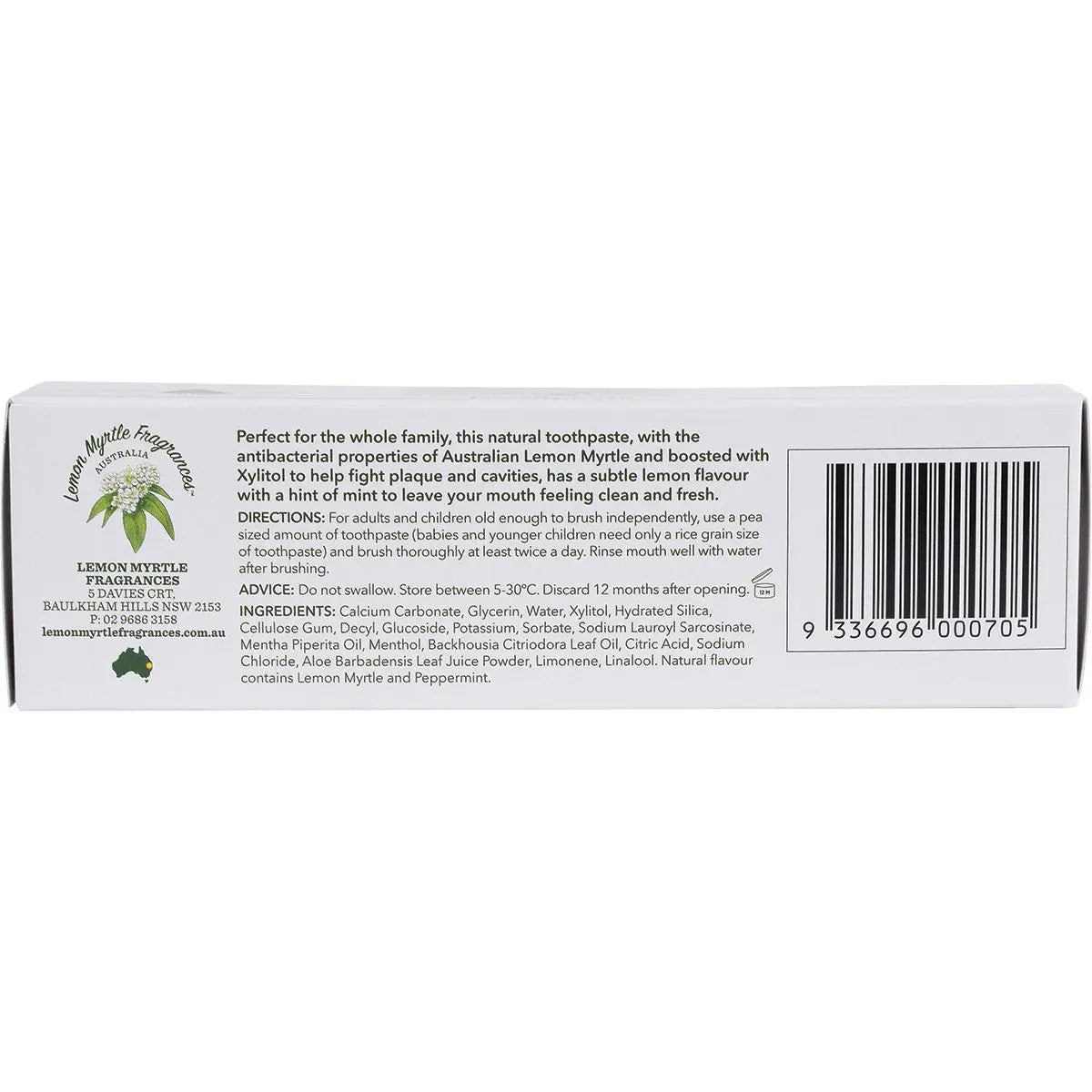 LEMON MYRTLE FRAGRANCES Toothpaste Fluoride Free - 150g LEMON MYRTLE