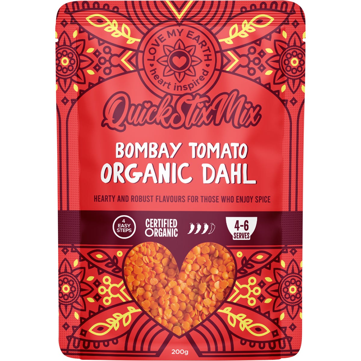 Love My Earth Quick Stix Mix Organic Dahl Bombay Tomato 200g - Cutprice Online