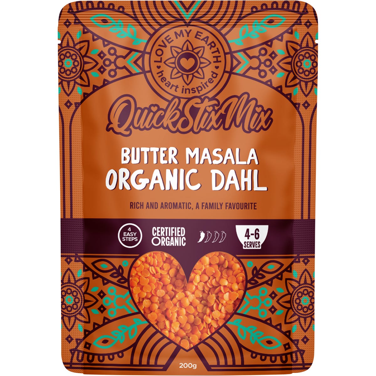 Love My Earth Quick Stix Mix Organic Dahl Butter Masala 200g - Cutprice Online