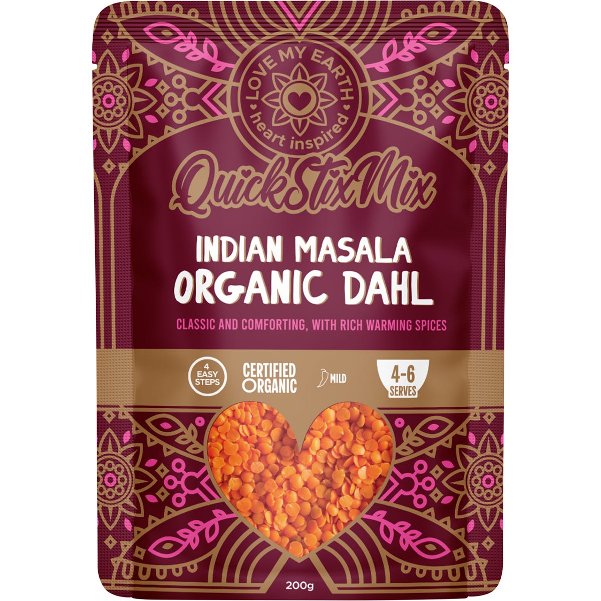 Love My Earth Quick Stix Mix Organic Dahl Indian Masala 200g - Cutprice Online