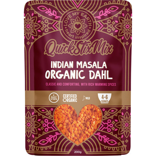 Love My Earth Quick Stix Mix Organic Dahl Indian Masala 200g - Cutprice Online
