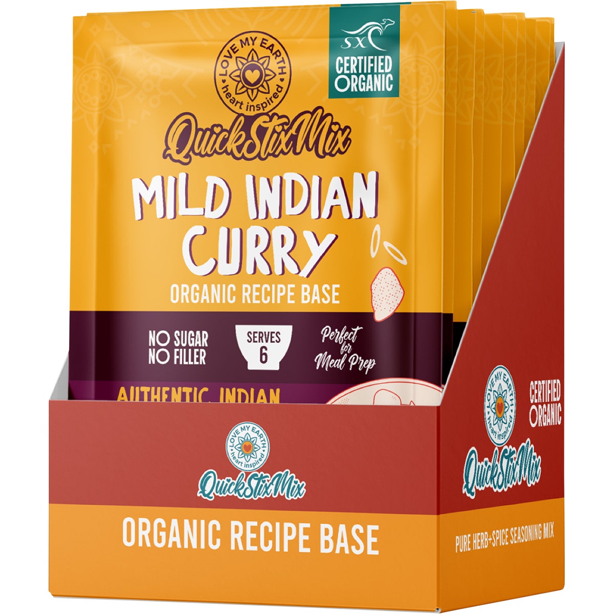 Love My Earth Quick Stix Mix Organic Recipe Base Mild Indian Curry 10x45g - Cutprice Online