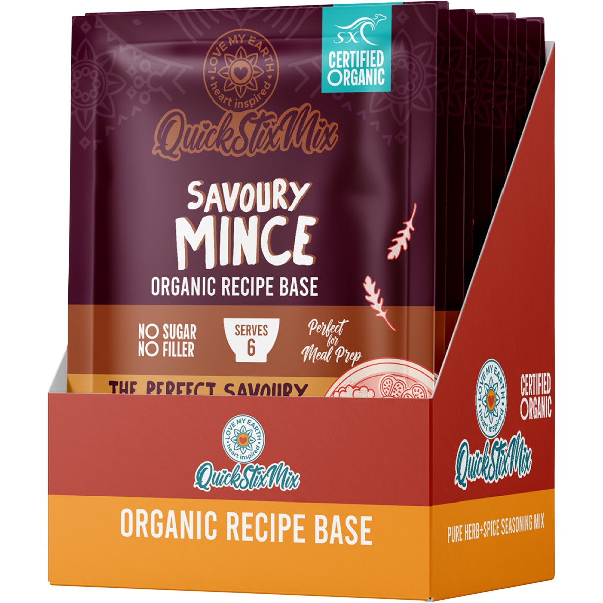 Love My Earth Quick Stix Mix Organic Recipe Base Savoury Mince 10x55g - Cutprice Online