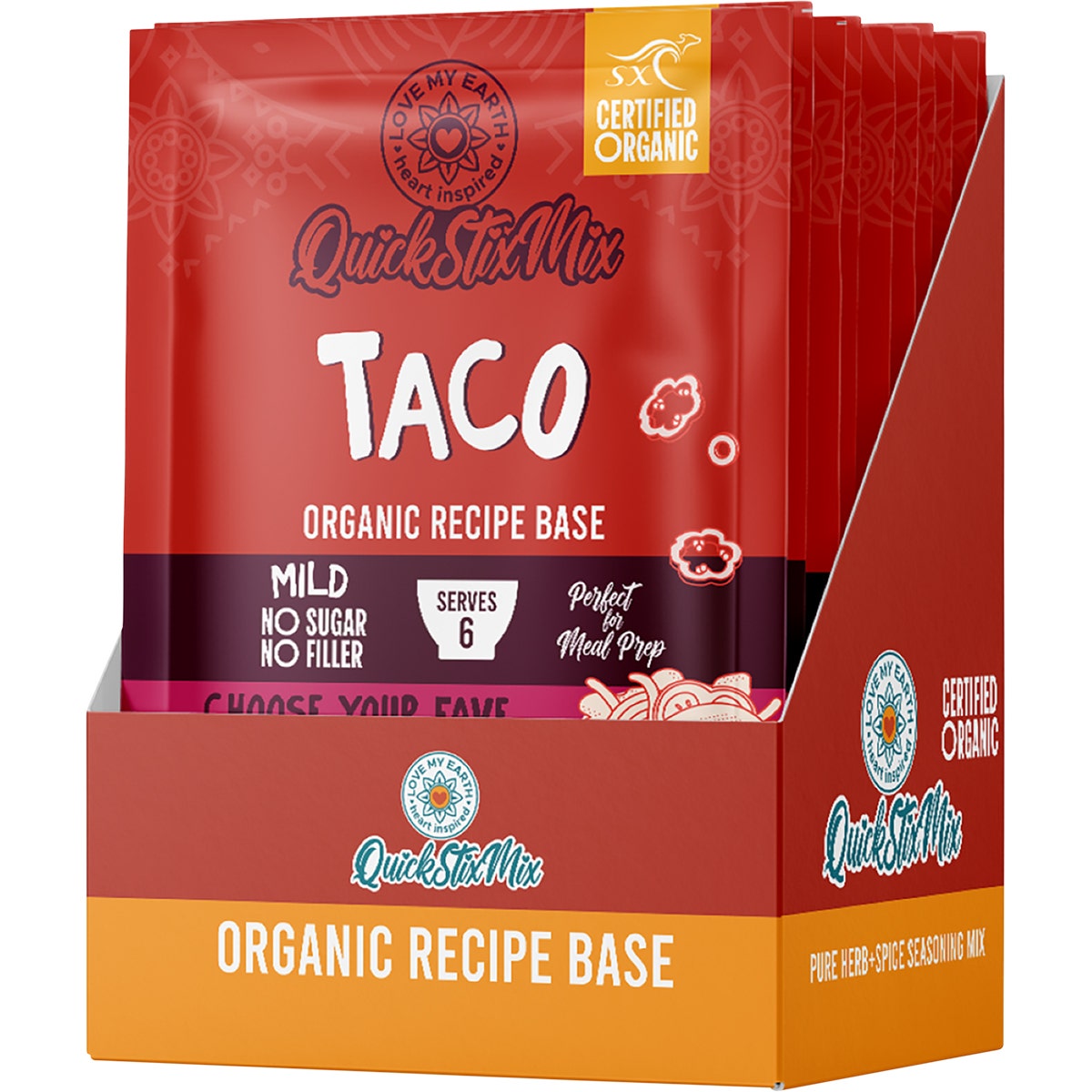 Love My Earth Quick Stix Mix Organic Recipe Base Taco 10x55g - Cutprice Online