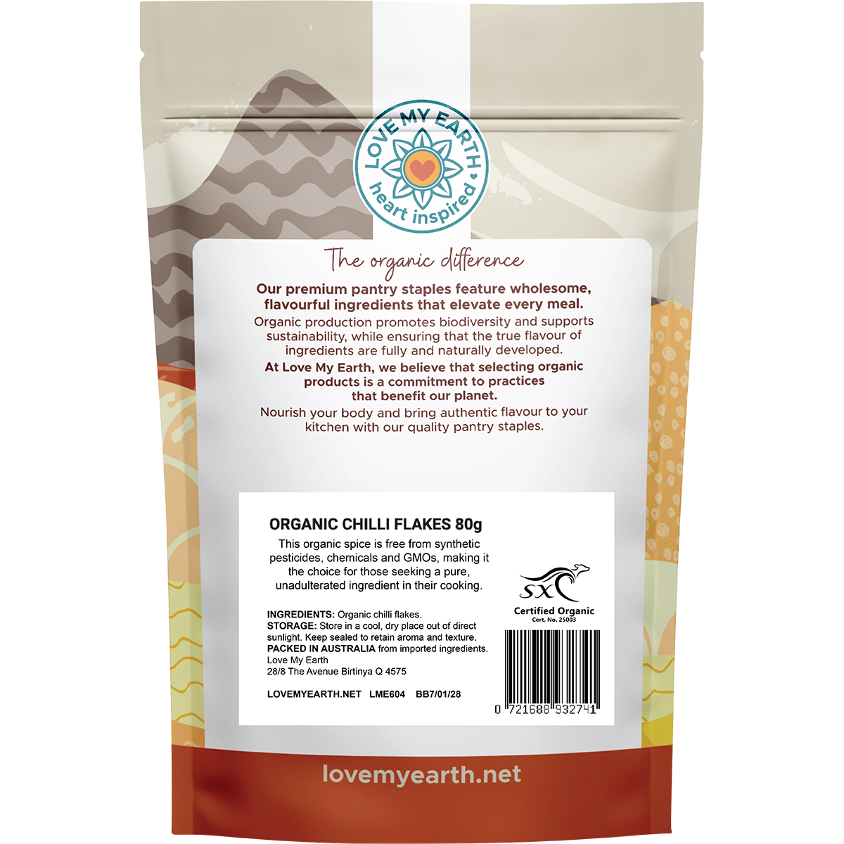 Love My Earth Organic Chilli Flakes 80g