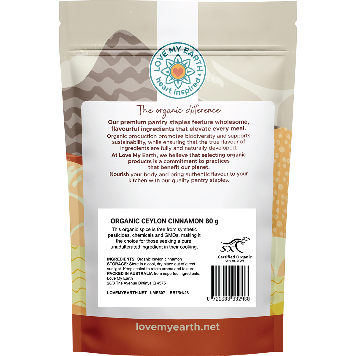 Love My Earth Organic Ceylon Cinnamon 80g
