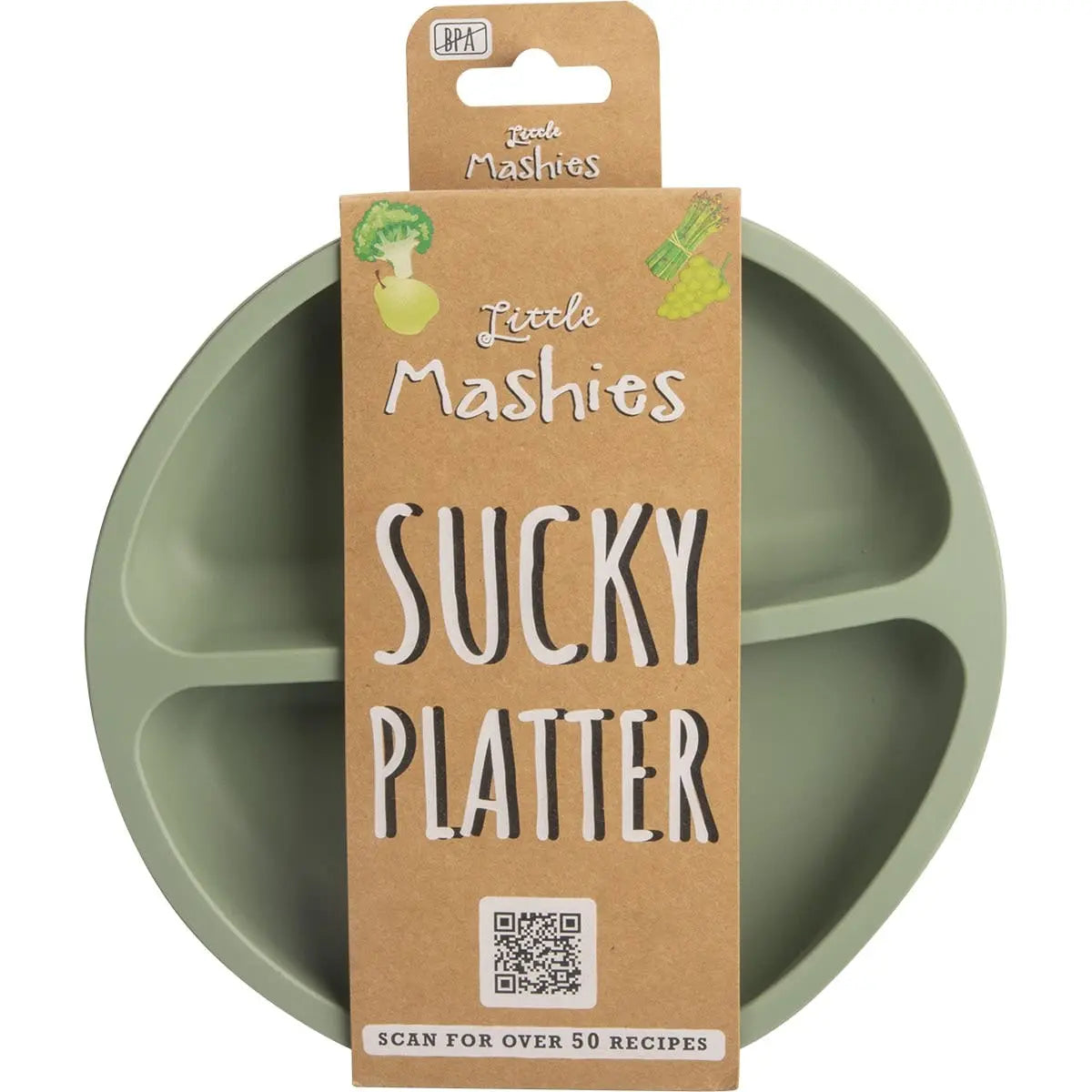LITTLE MASHIES Silicone Sucky Platter Plate Olive 1 LITTLE MASHIES