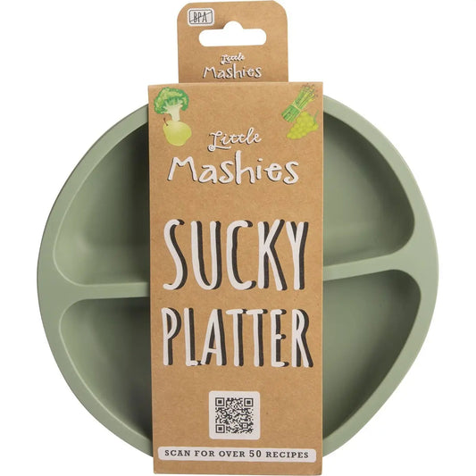 LITTLE MASHIES Silicone Sucky Platter Plate Olive 1 LITTLE MASHIES