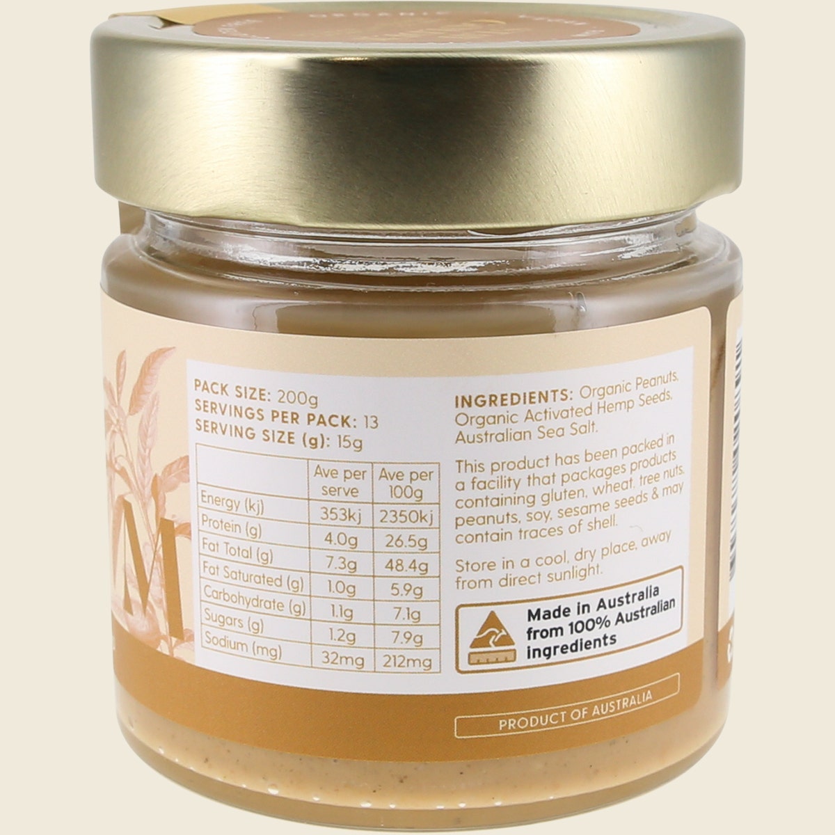 Live Wholefoods Organic Peanut Activated Hemp Butter 200g