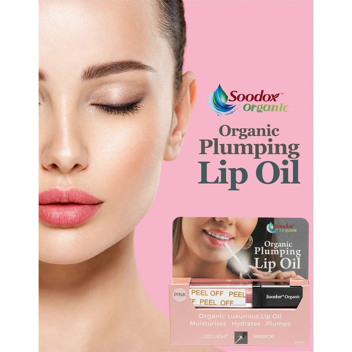 SOODOX Plumping Lip Oil Pink 6.5mL
