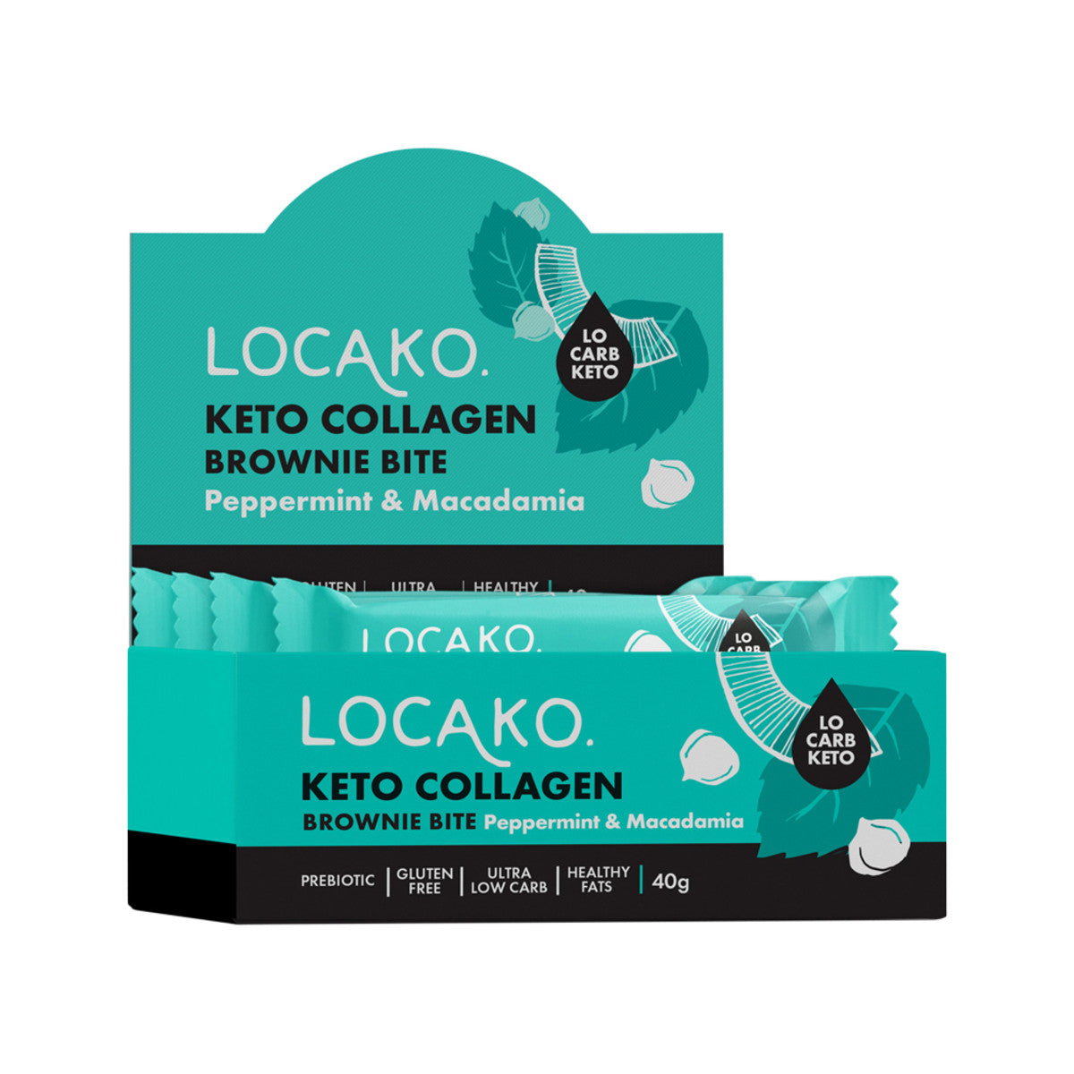 Locako Keto Collagen Brownie Bite Peppermint & Macadamia 40g(Pack of 15) - Cutprice Online