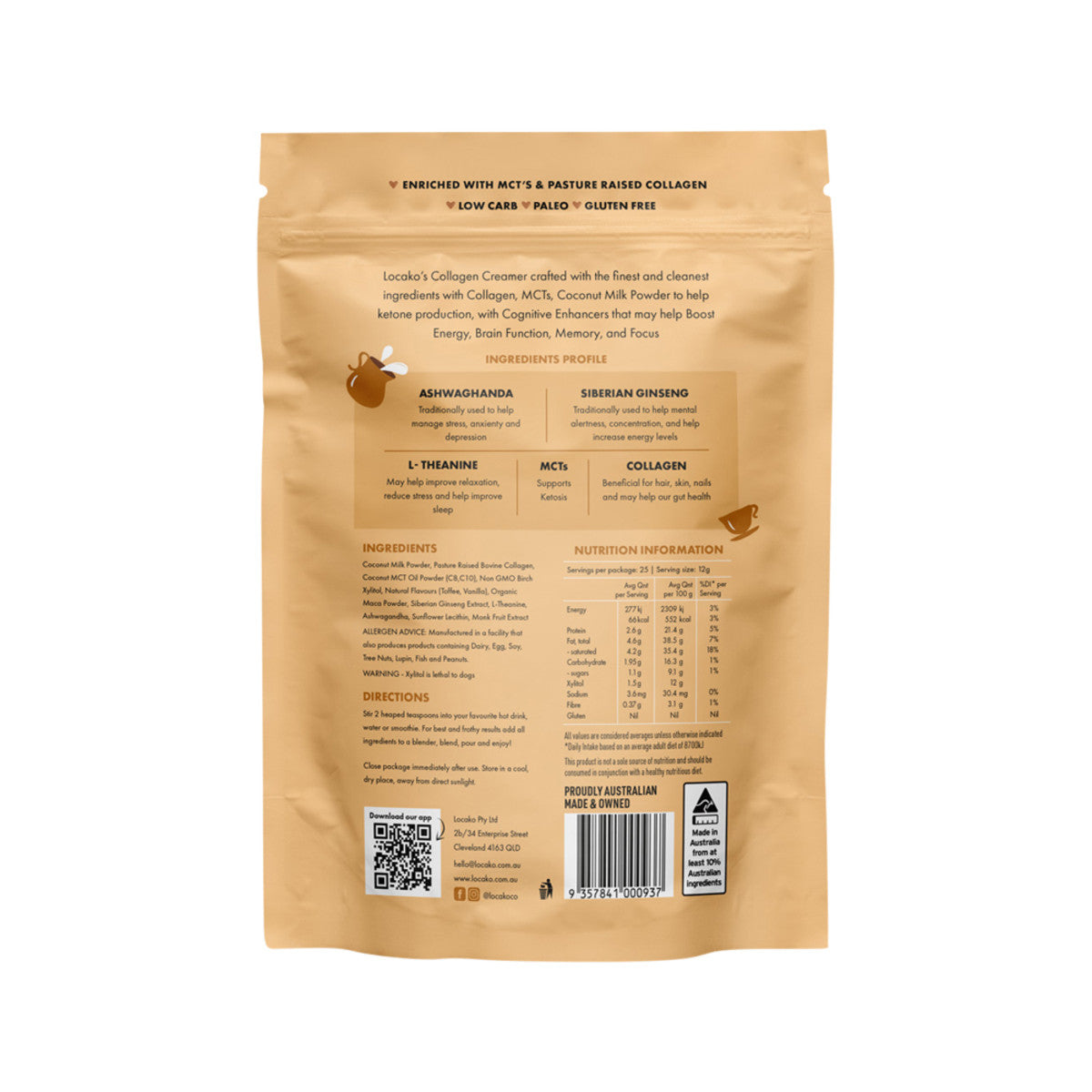 Locako Collagen Creamer Nootropic (Vanilla Toffee) 300g - Cutprice Online