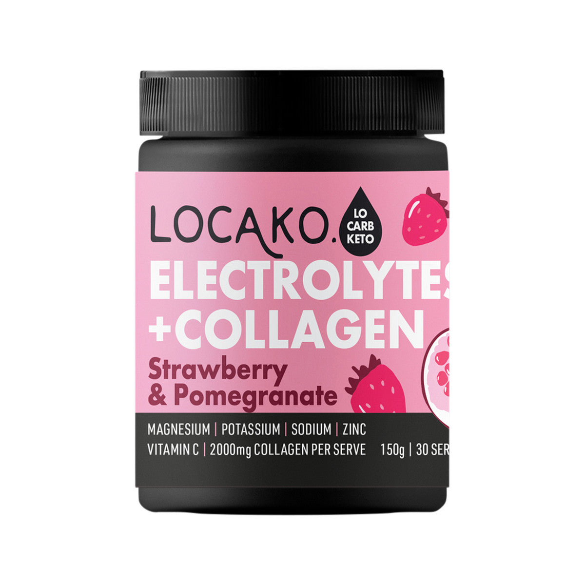 Locako Electrolytes + Collagen Strawberry & Pomegranate 150g - Cutprice Online