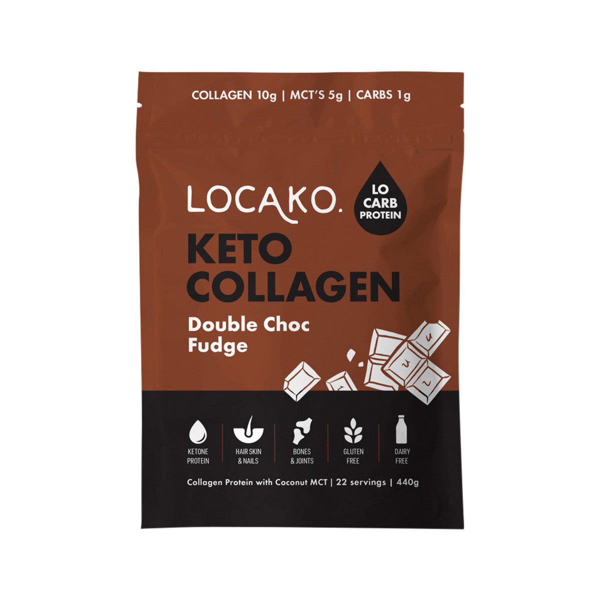 Locako Keto Collagen Double Choc Fudge 440g (Collagen Protein with Coconut MCT) 440g - Cutprice Online