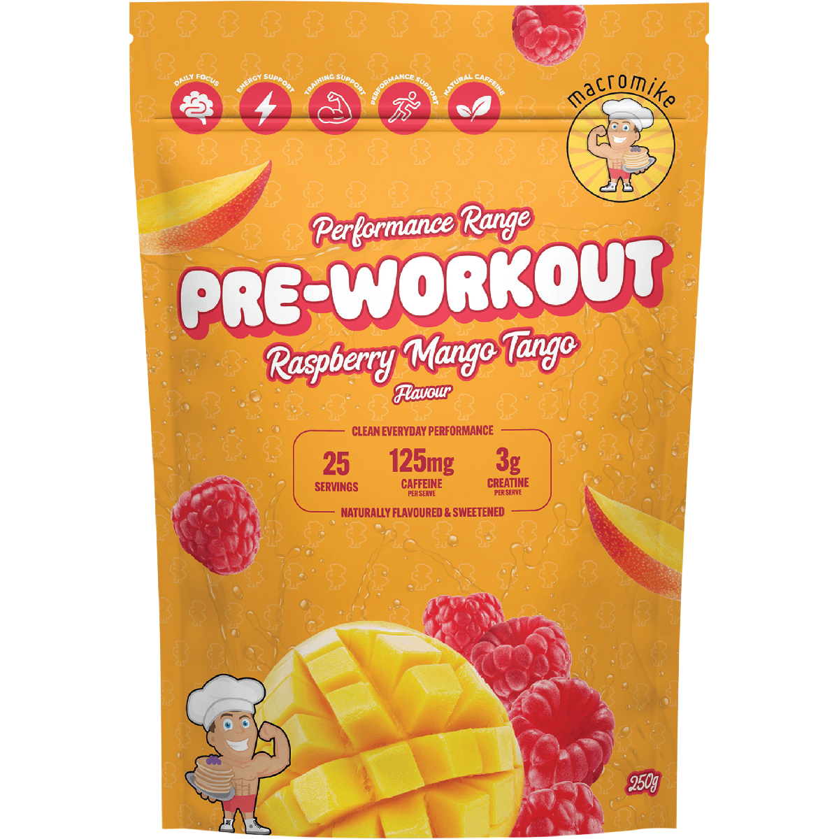 Macro Mike Pre-Workout Raspberry Mango Tango 250g