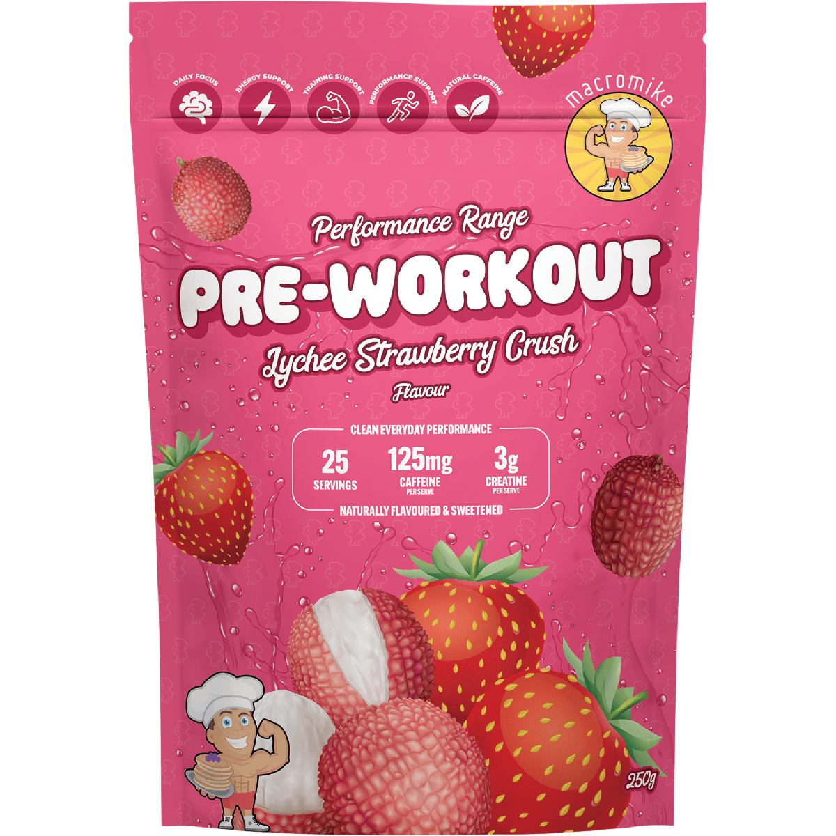 Macro Mike Pre-Workout Lychee Strawberry Crush 250g