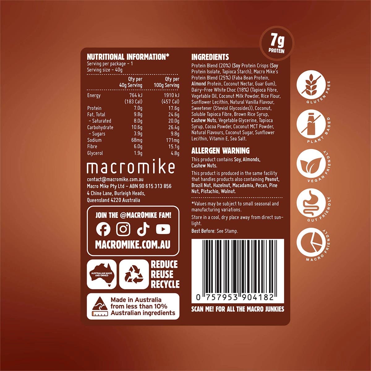 MACRO MIKE Protein Indulgence Ball Choc Coconut Lamington 12x40g