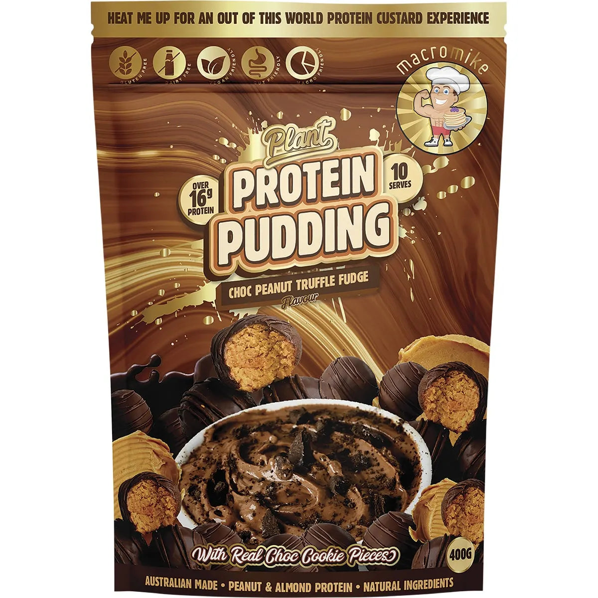Macro Mike Plant Protein Pudding Choc Peanut Truffle Fudge 400g MACRO MIKE
