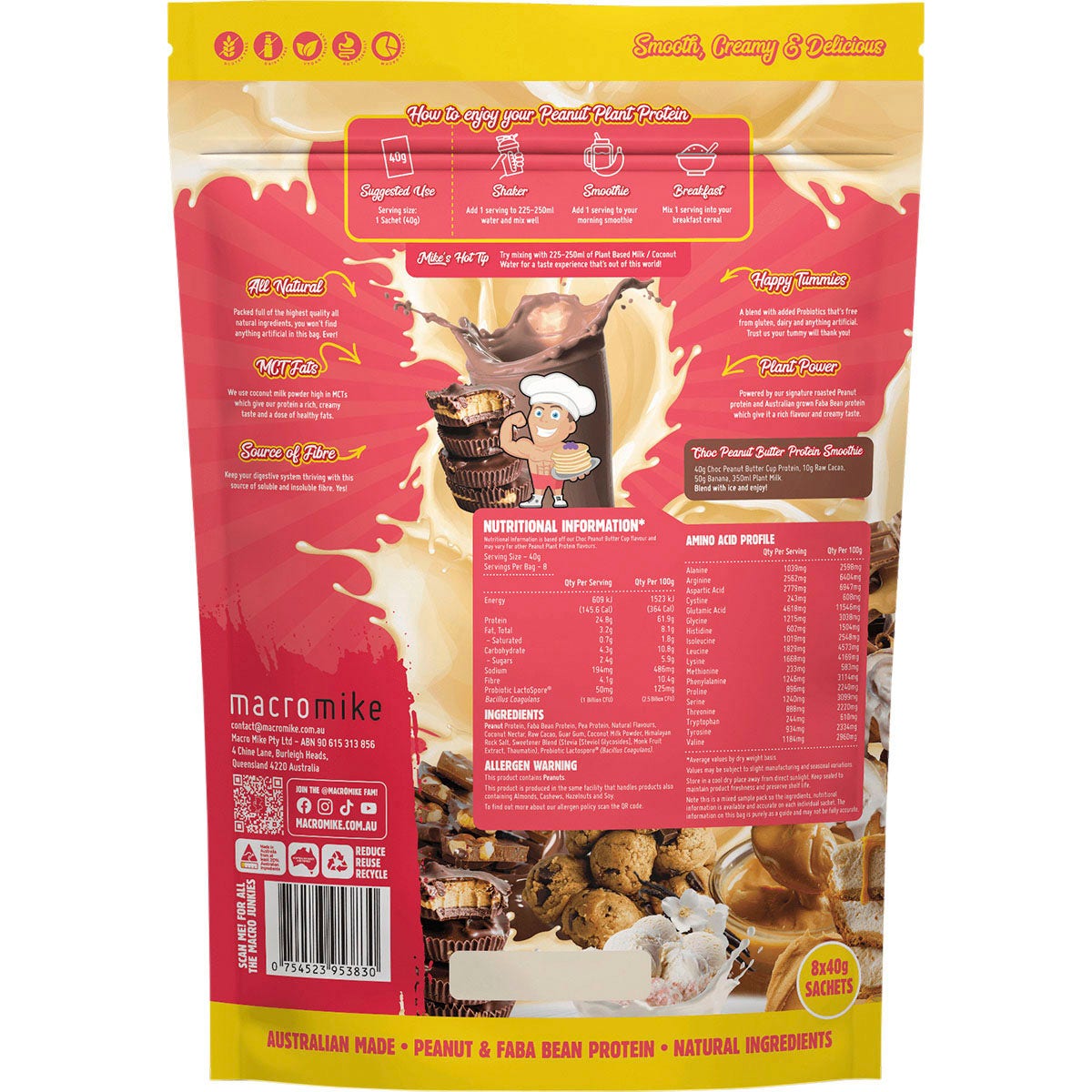 Macro Mike Peanut Plant Protein Sample Pack 8x40g MACRO MIKE