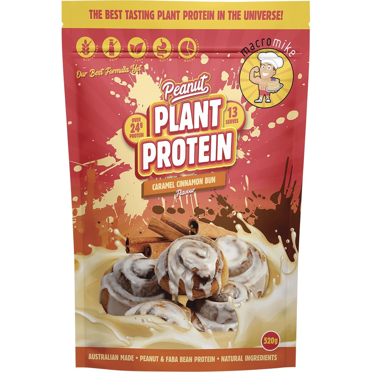 MACRO MIKE Peanut Plant Protein Caramel Cinnamon Bun 520g MACRO MIKE