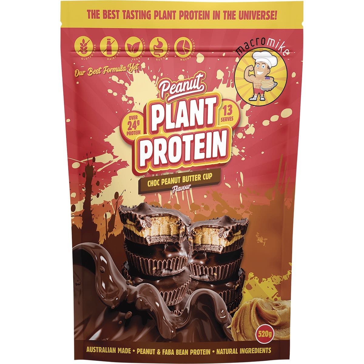 MACRO MIKE Peanut Plant Protein Choc Peanut Butter Cup 520g MACRO MIKE