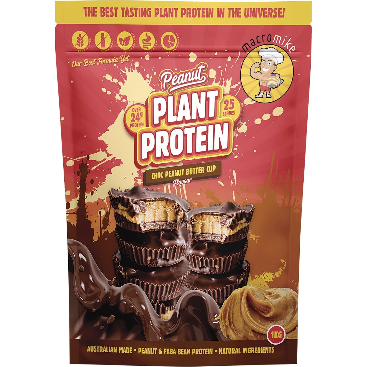 MACRO MIKE Peanut Plant Protein Choc Peanut Butter Cup 1kg MACRO MIKE