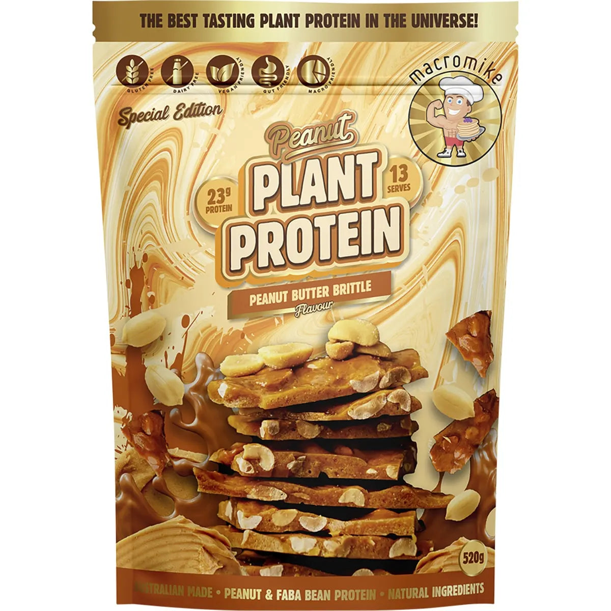 Macro Mike Peanut Plant Protein Peanut Butter Brittle 520g MACRO MIKE