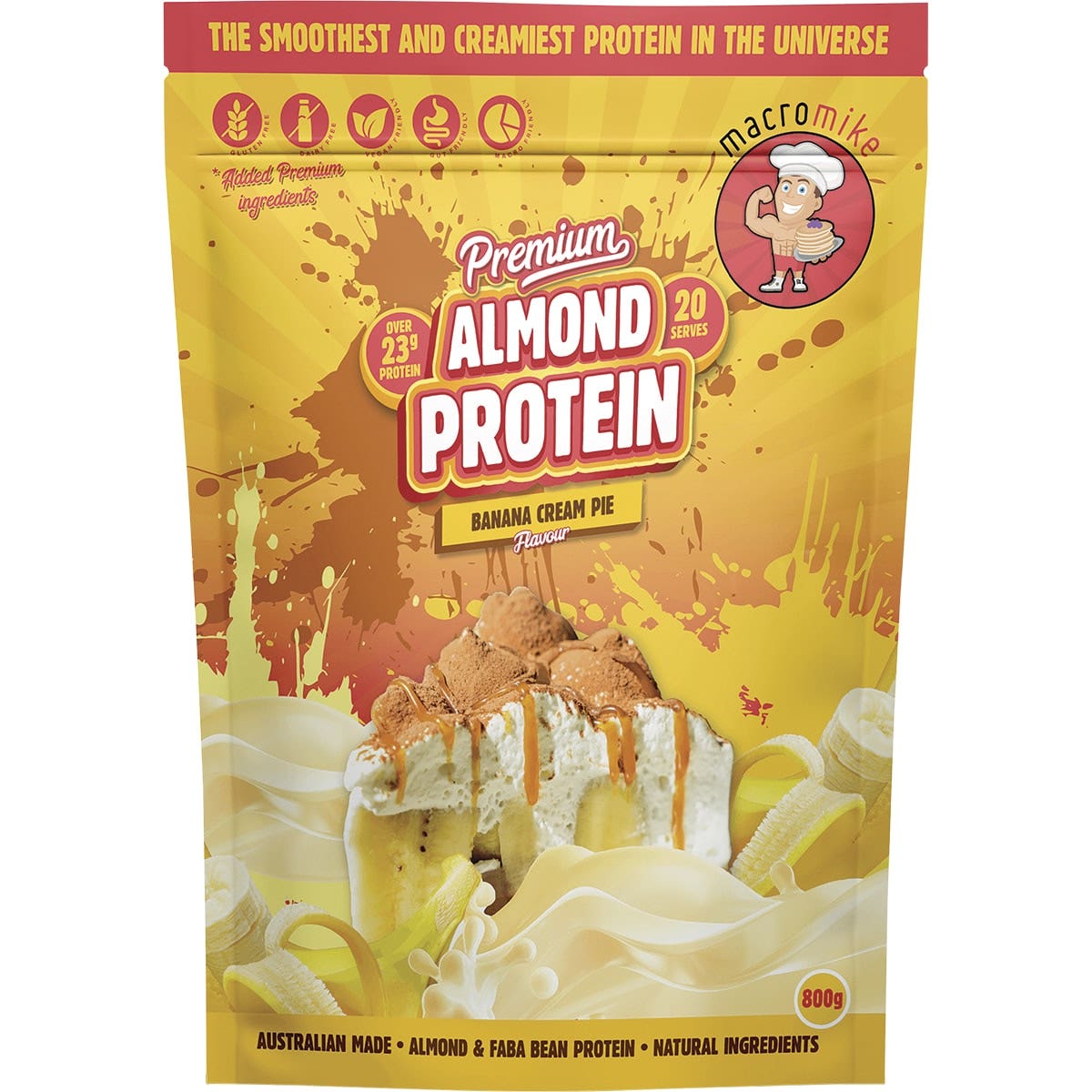 MACRO MIKE Premium Almond Protein Banana Cream Pie 800g MACRO MIKE