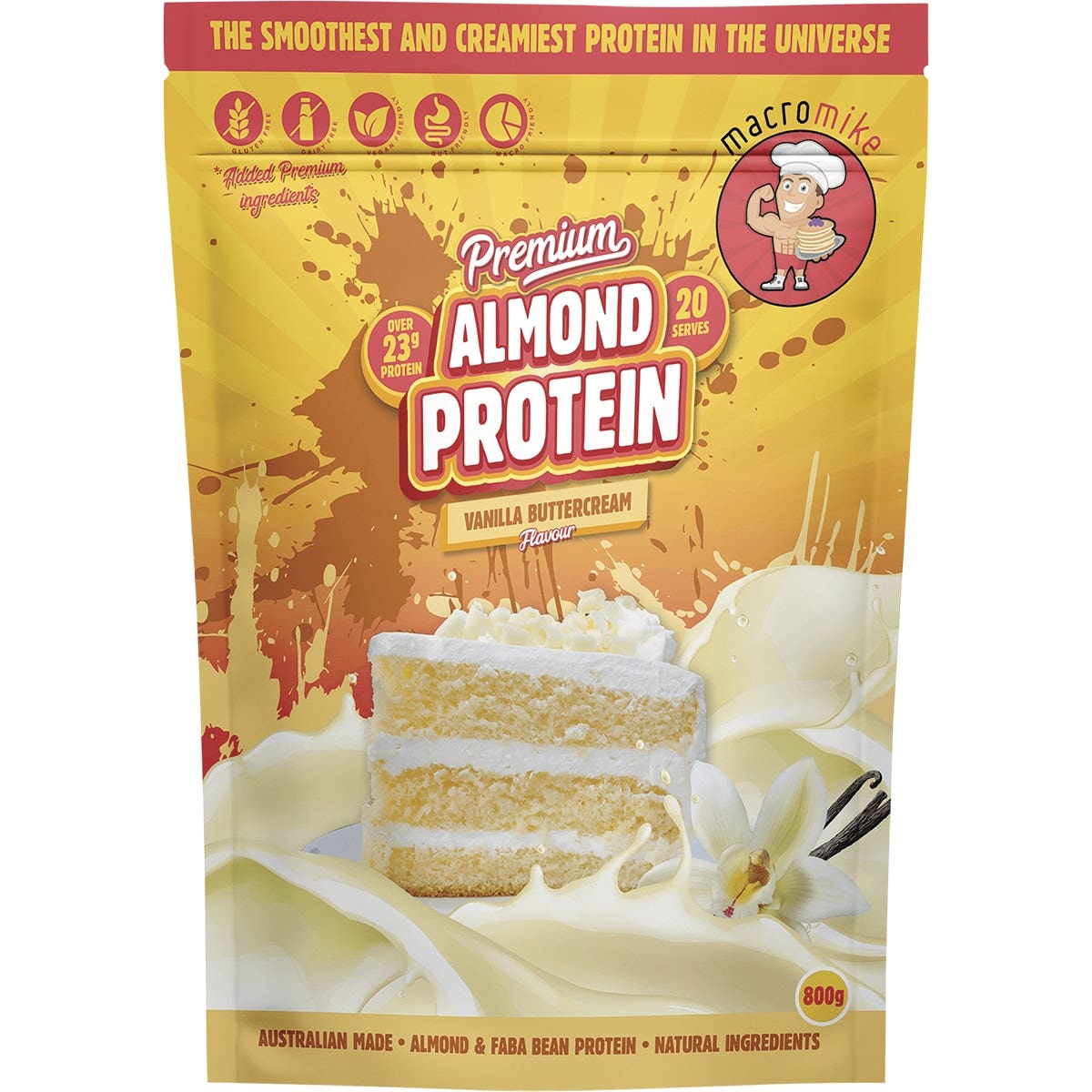 MACRO MIKE Premium Almond Protein Vanilla Buttercream 800g MACRO MIKE