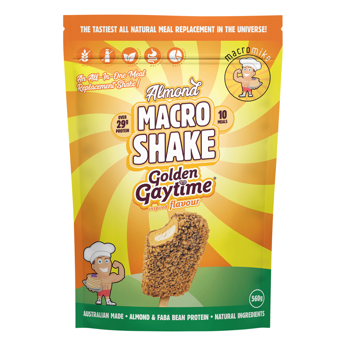 Macro Mike Almond Macro Shake Meal Replacement Golden Gaytime Inspired 560g