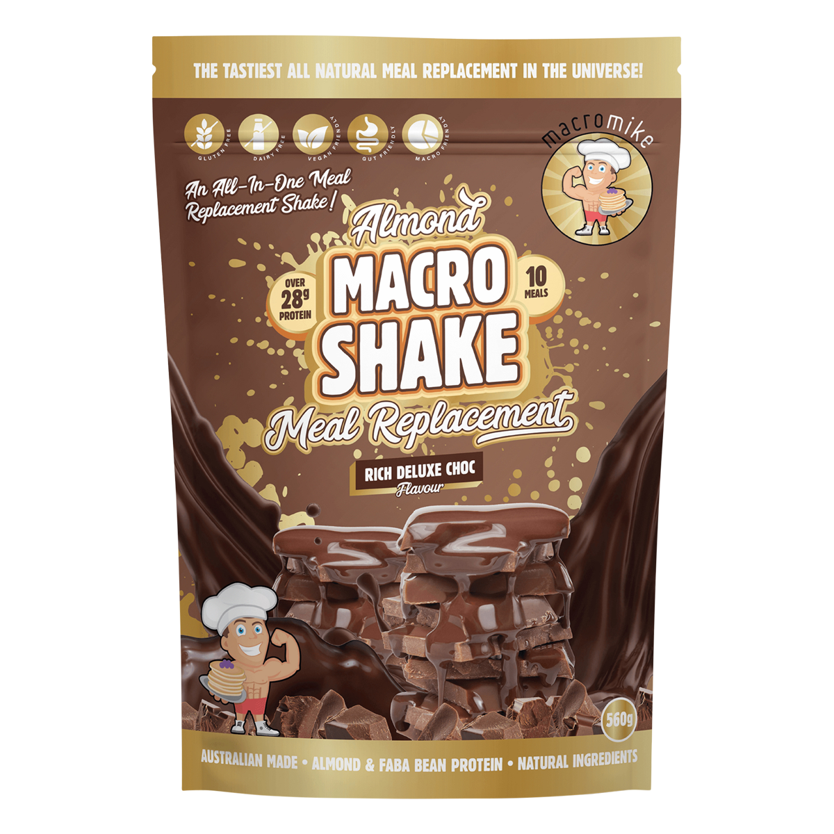 Macro Mike Almond Macro Shake Meal Replacement Rich Deluxe Choc 560g